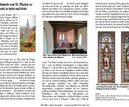 1849 ungeschützte bleiverglaste Kirchenfenster im Altarraum Marienkirche Steutz
