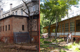Kolonnaden vor und nach der Sanierung
